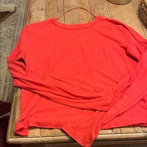 Free People Vibrant Red Long Sleeve Tee